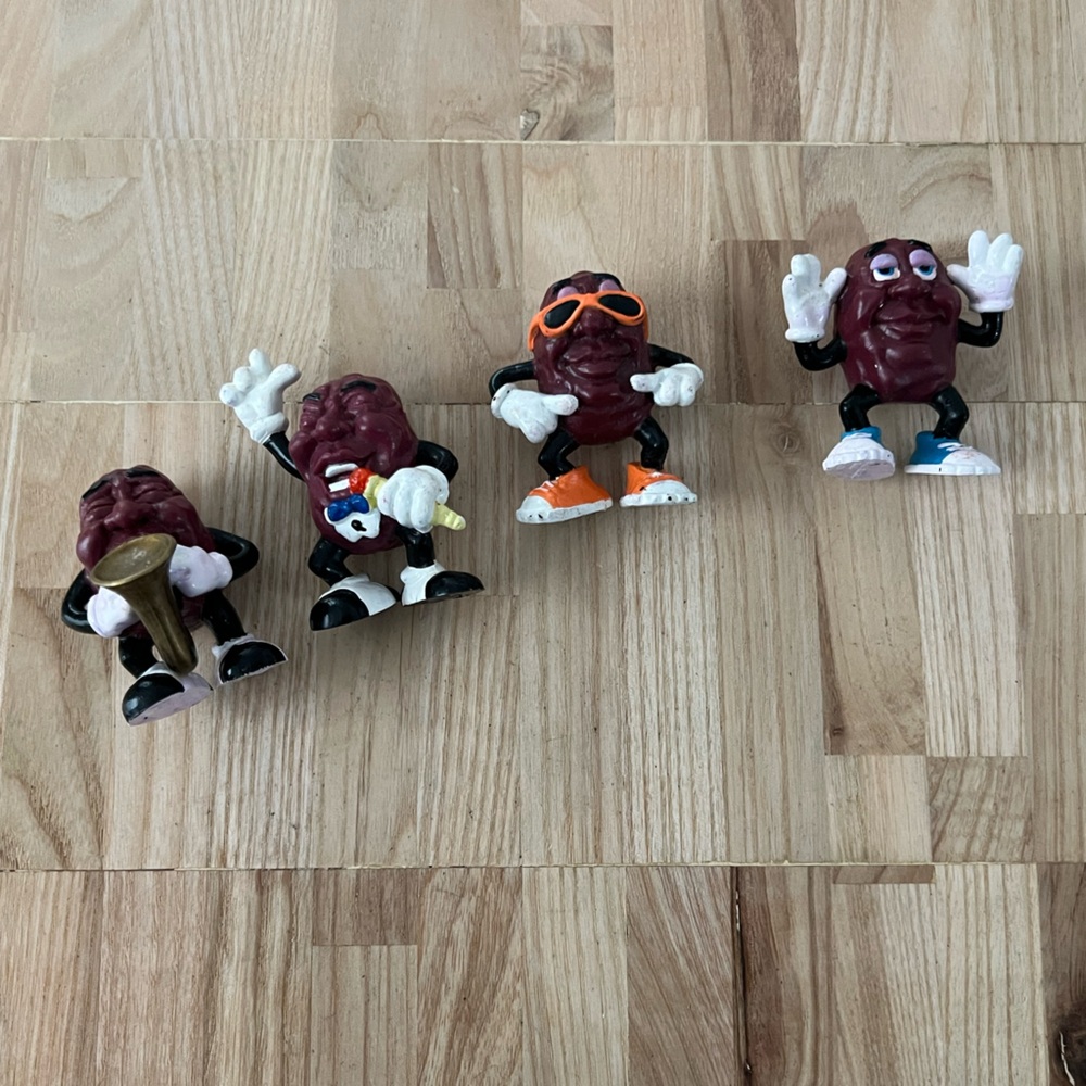 The California Raisins 1987 Vintage 4 Piece Miniature PVC Collectibles Set 1